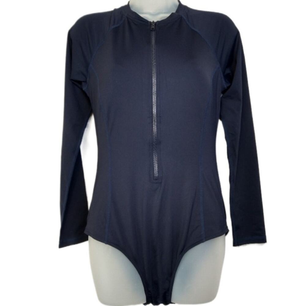 Sea Level Eco Essentials Long Sleeve One Piece Swimsuit Night Sky Size US 8